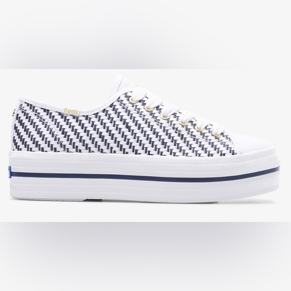 Kate Spade x Keds Navy & White Woven Canvas Platform Sneakers - Women's Size 10